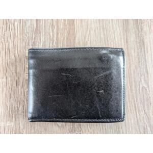 Rolfs Cowhide Black Leather Bi-fold Wallet Coins Cards